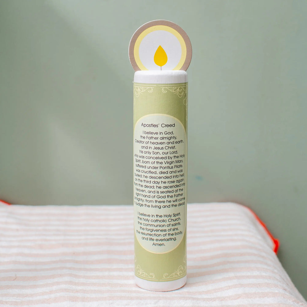 Christ the King (Apostles' Creed) Wooden Prayer Candle Shining Light Dolls