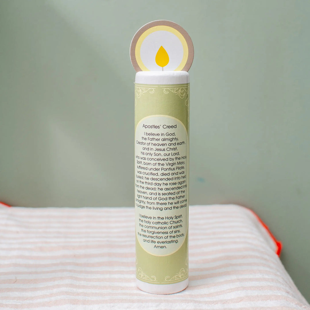 Christ the King (Apostles' Creed) Wooden Prayer Candle Shining Light Dolls
