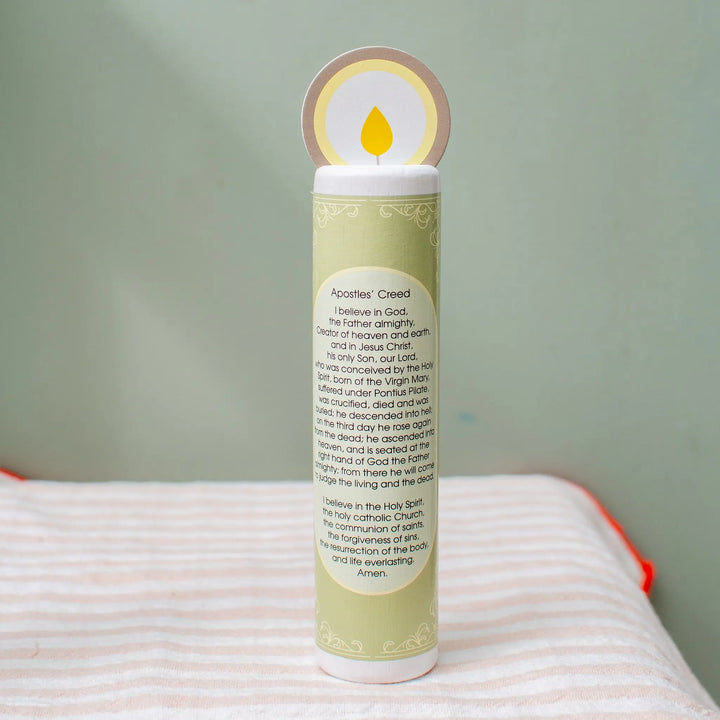 Christ the King (Apostles' Creed) Wooden Prayer Candle Shining Light Dolls