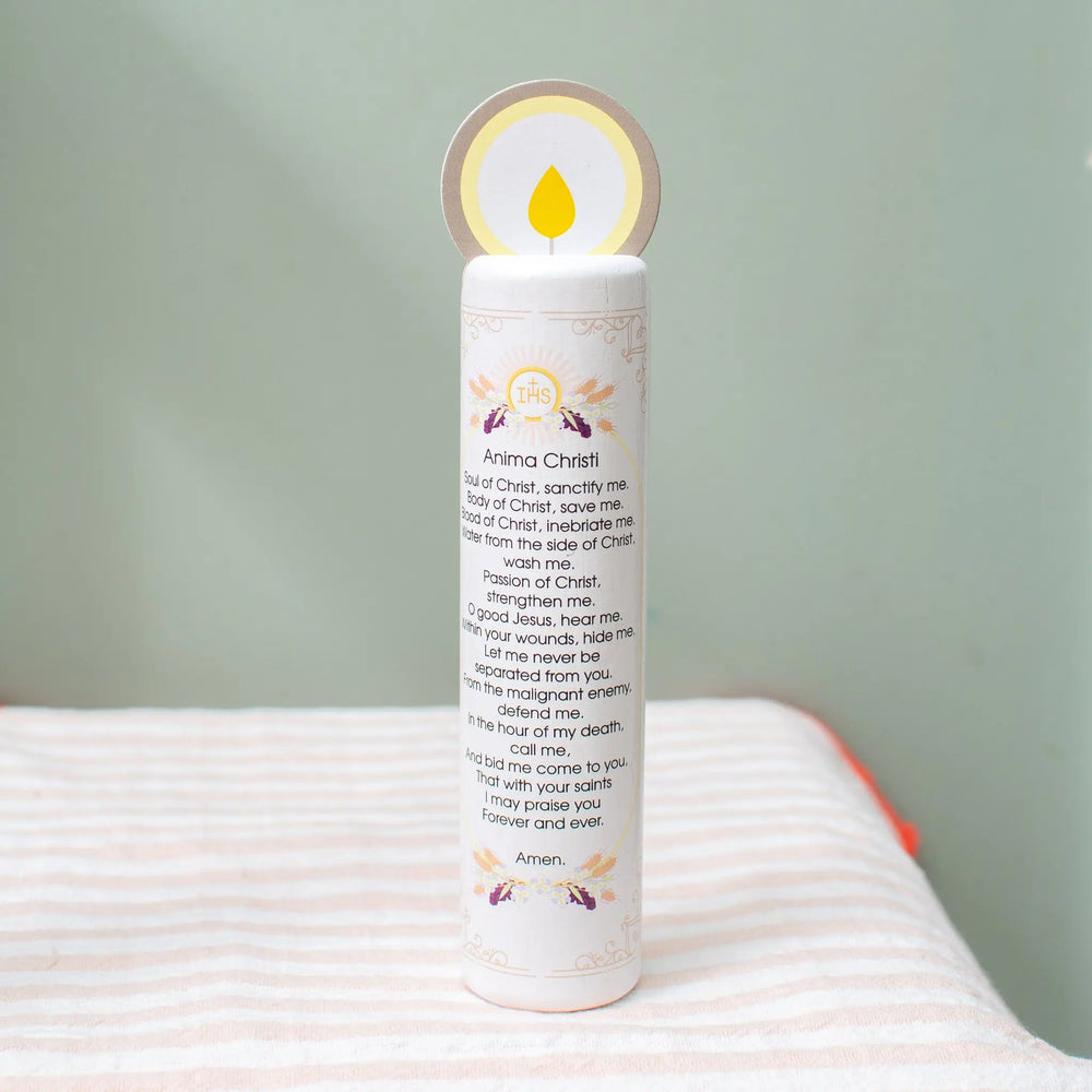 Jesus, the Bread of Life  (Anima Christi) Wooden Prayer Candle Shining Light Dolls