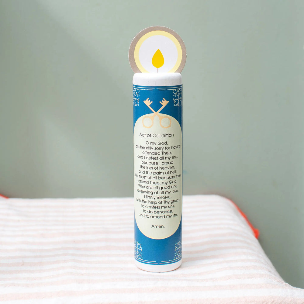 Jesus Christ, the Deliverer (Act of Contrition) Wooden Prayer Candle Shining Light Dolls