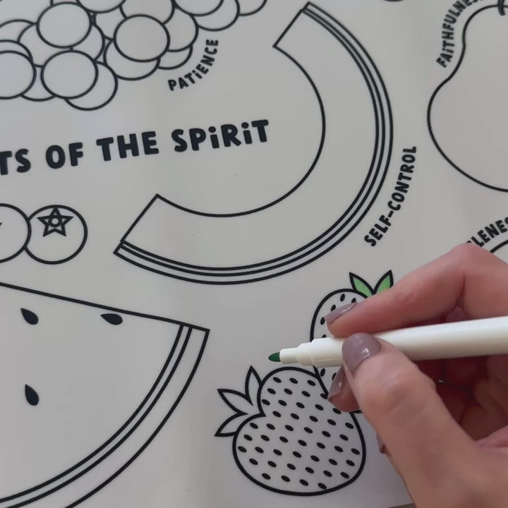 Fruits of the Spirit Washable Silicone Coloring Placemat