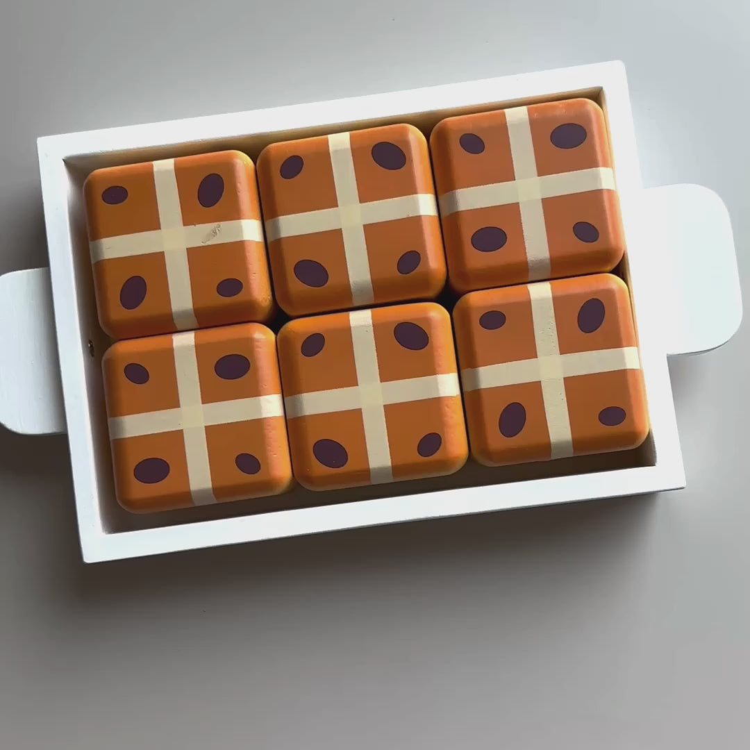 Hot Cross Buns Wooden Play Food Set- Mini Catholic Kitchen
