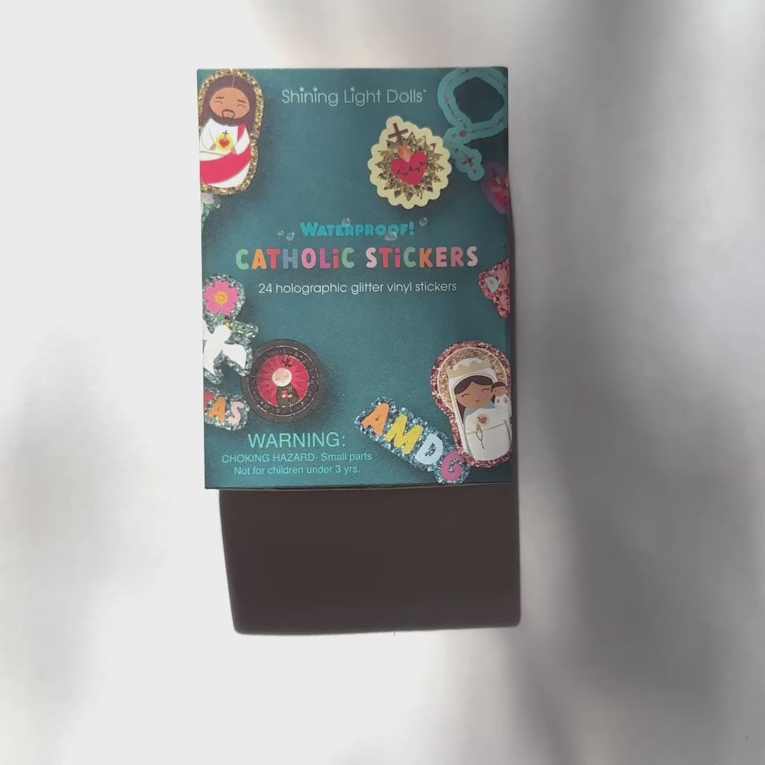 Catholic Holographic Glitter Vinyl Sticker 24 Pack Box