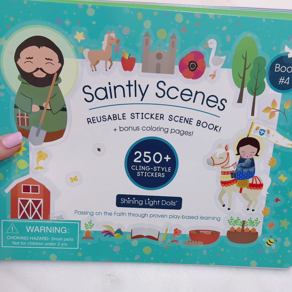 
                  
                    Load and play video in Gallery viewer, Saintly Scenes Book #4 - Reusable Sticker Scene and Coloring Book
                  
                
