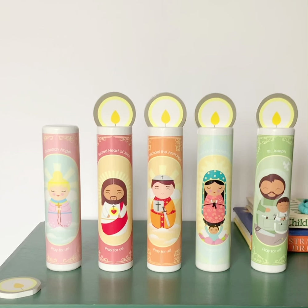 
                  
                    Load and play video in Gallery viewer, Guardian Angel Wooden Prayer Candle
                  
                