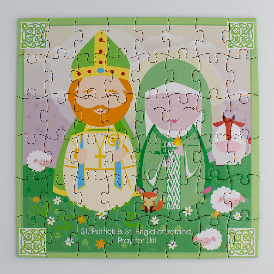 St. Patrick & St. Brigid of Ireland Mini Puzzle - Shining Light Dolls