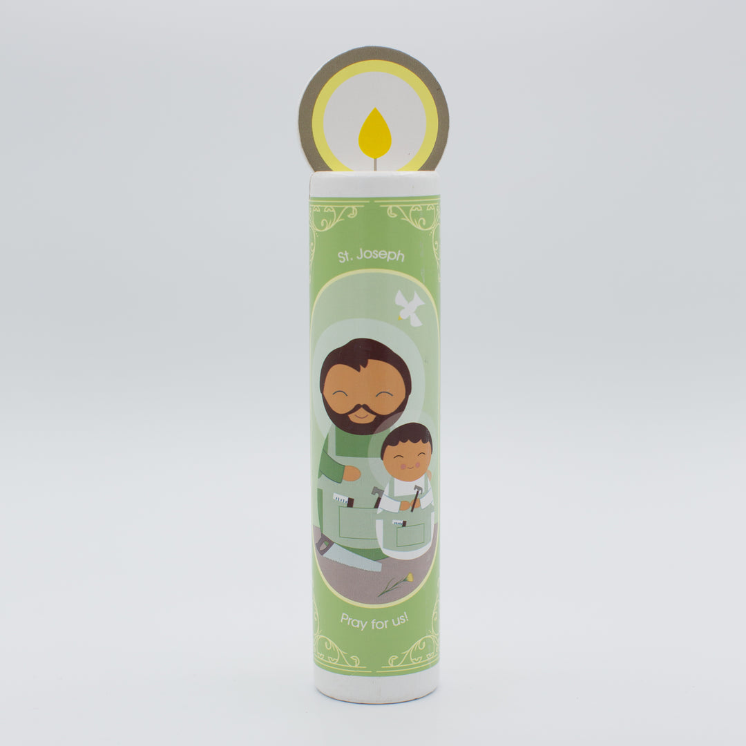St. Joseph Wooden Prayer Candle - Shining Light Dolls
