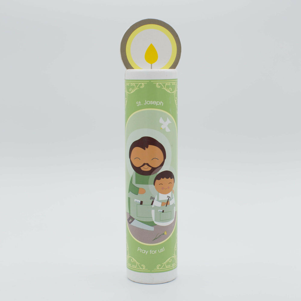 St. Joseph Wooden Prayer Candle - Shining Light Dolls