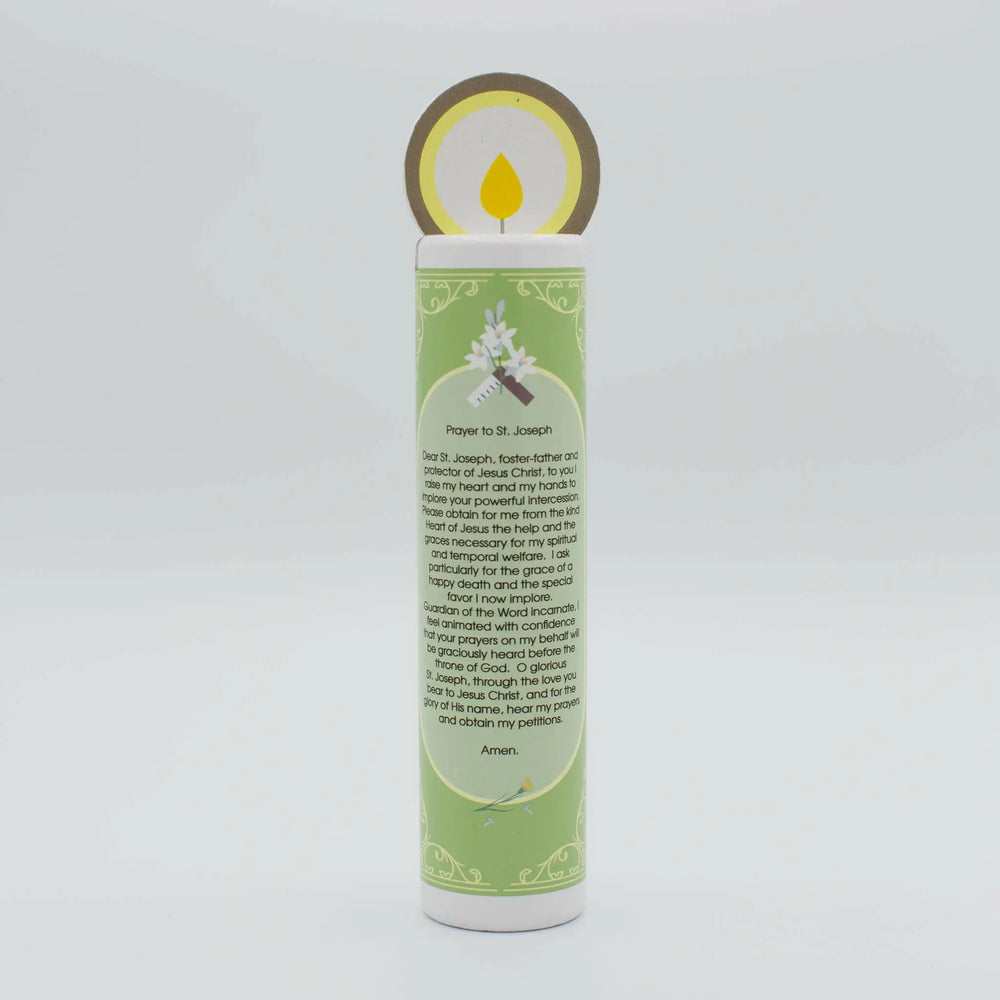 St. Joseph Wooden Prayer Candle - Shining Light Dolls