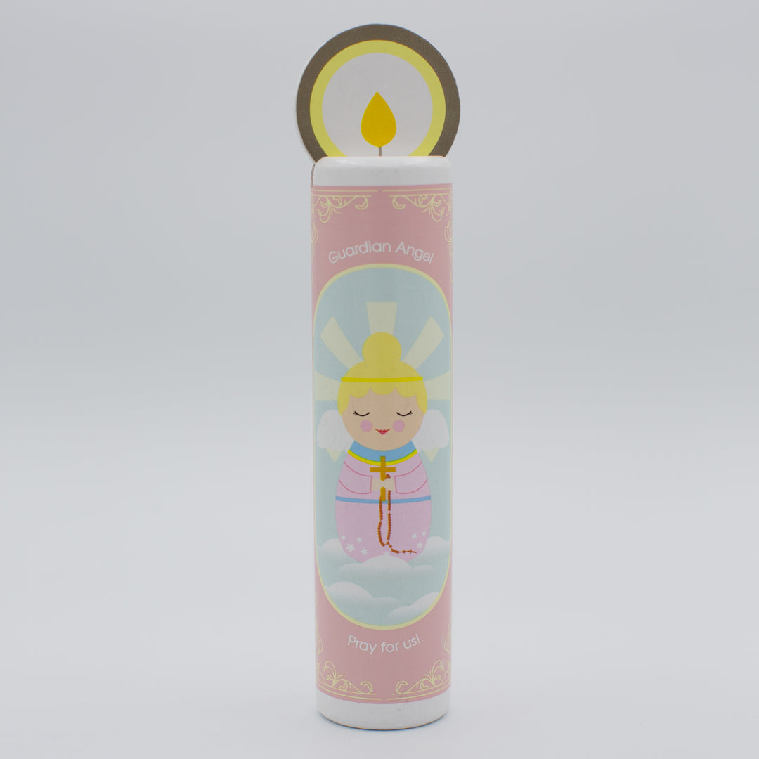 Guardian Angel Wooden Prayer Candle - Shining Light Dolls