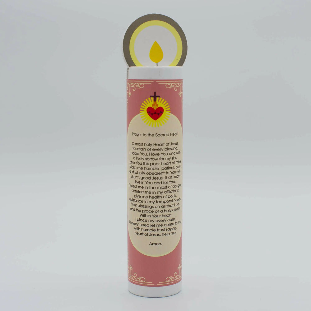 Sacred Heart of Jesus Wooden Prayer Candle - Shining Light Dolls