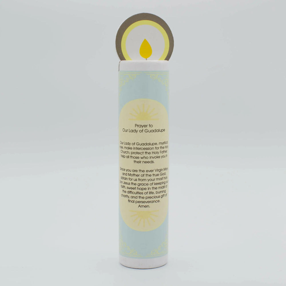 Our Lady of Guadalupe Wooden Prayer Candle - Shining Light Dolls