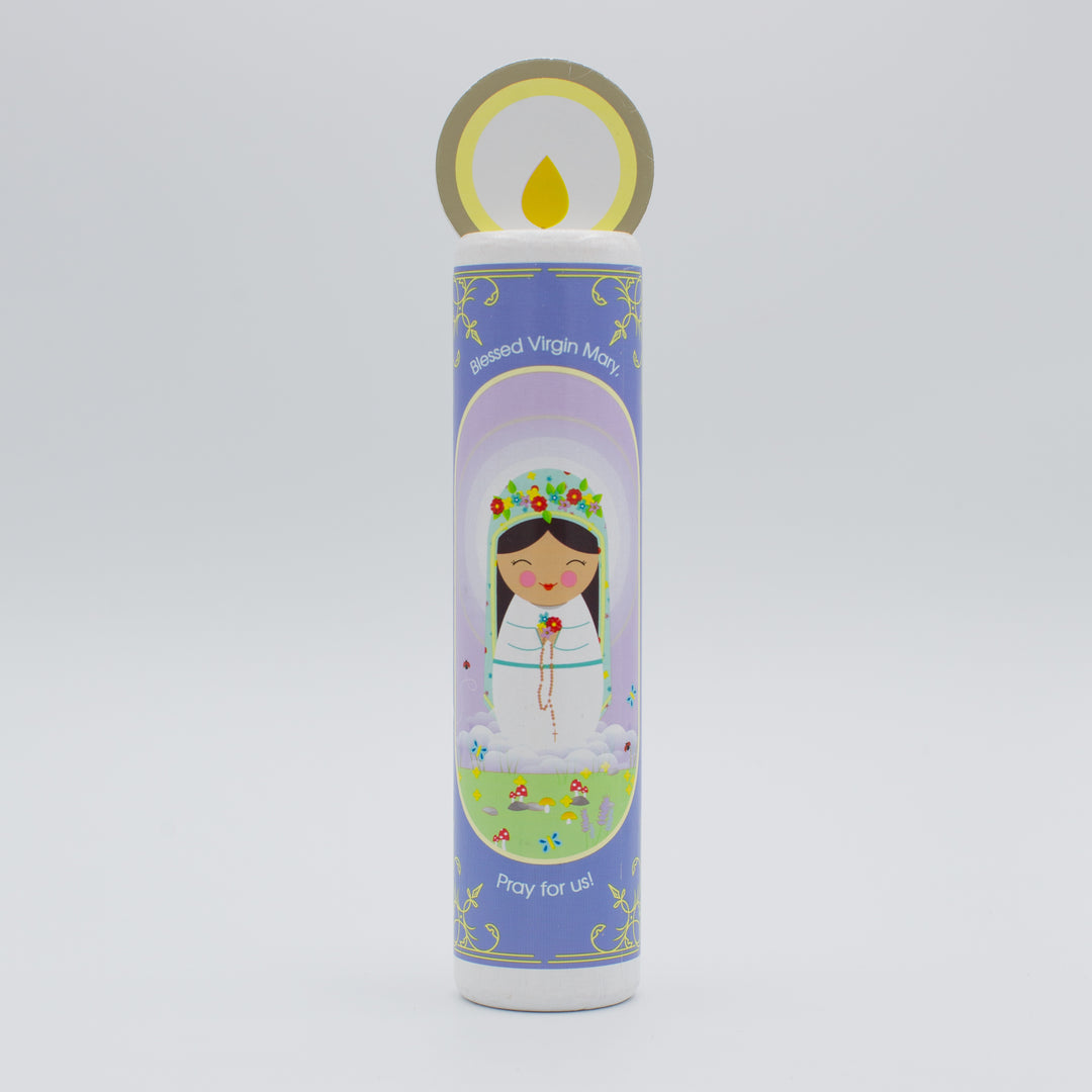 Blessed Virgin Mary (The Memorare) Wooden Prayer Candle - Shining Light Dolls