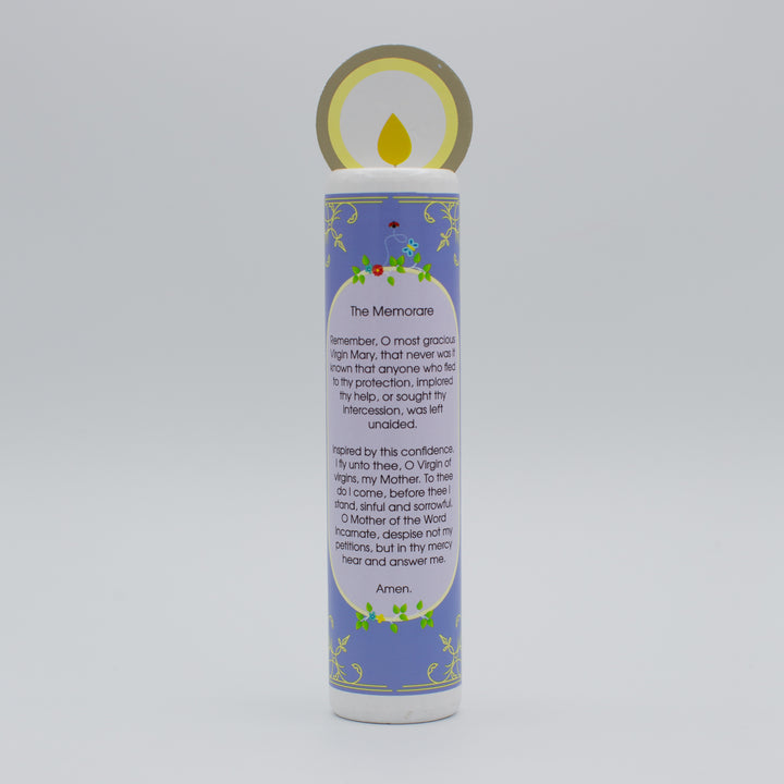 Blessed Virgin Mary (The Memorare) Wooden Prayer Candle - Shining Light Dolls