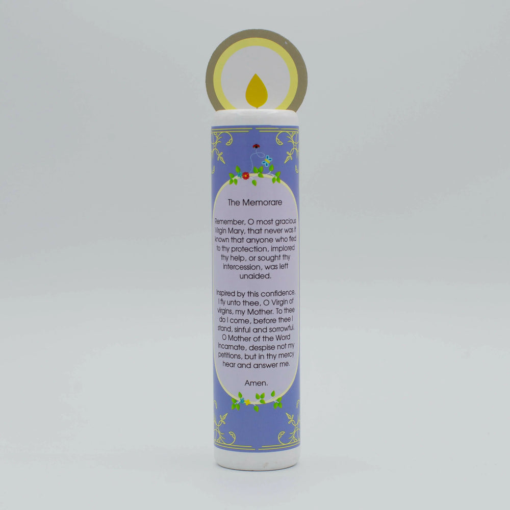 Blessed Virgin Mary (The Memorare) Wooden Prayer Candle - Shining Light Dolls