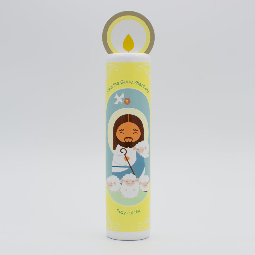 
                  
                    Jesus Christ, the Good Shepherd (The Our Father) Wooden Prayer Candle - Shining Light Dolls
                  
                