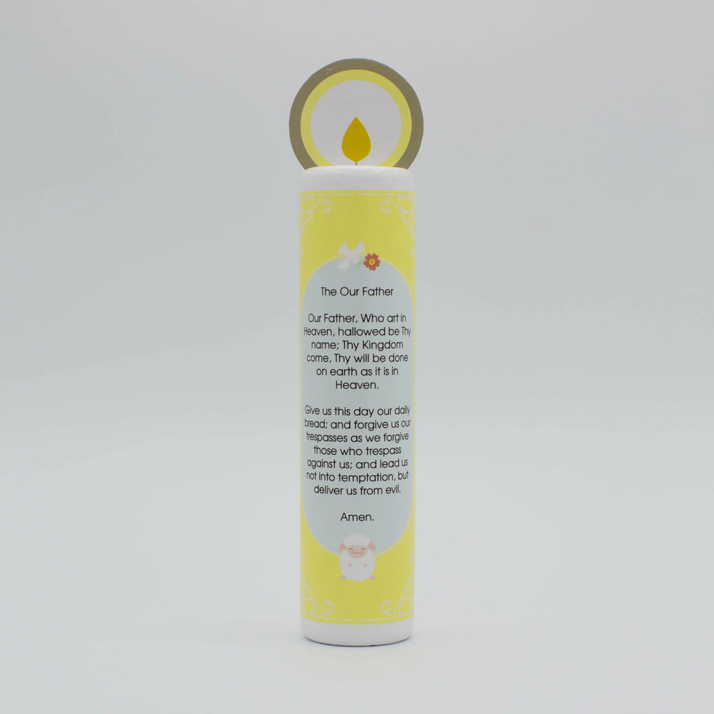 Jesus Christ, the Good Shepherd (The Our Father) Wooden Prayer Candle - Shining Light Dolls