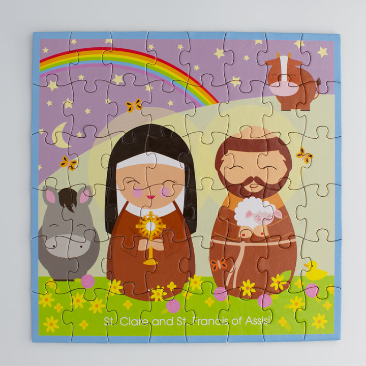St. Clare and St. Francis of Assisi Mini Puzzle - Shining Light Dolls