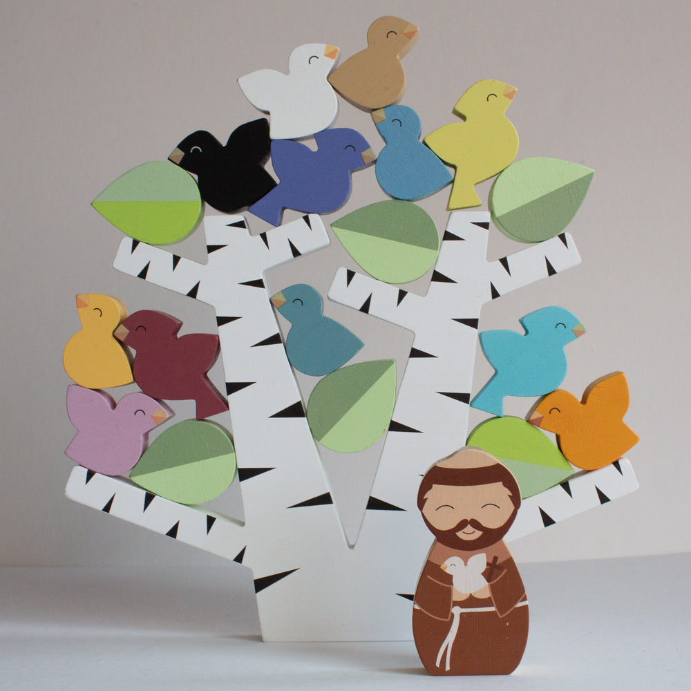 St. Francis Preaches to the Birds Wooden Stacking Toy - Shining Light Dolls