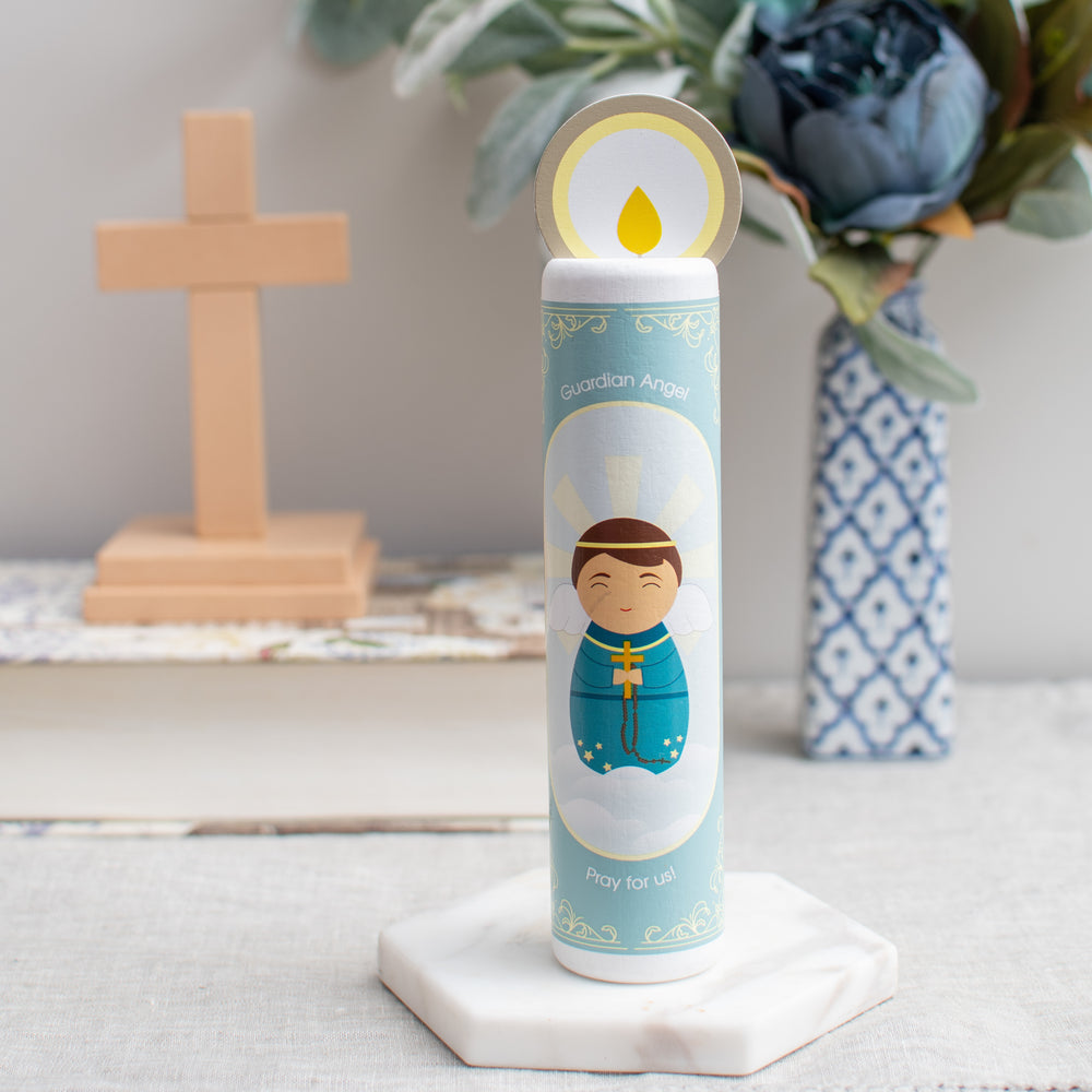
                  
                    *Coming Soon* Gaurdian Angel (boy) Wooden Prayer Candle - Shining Light Dolls
                  
                