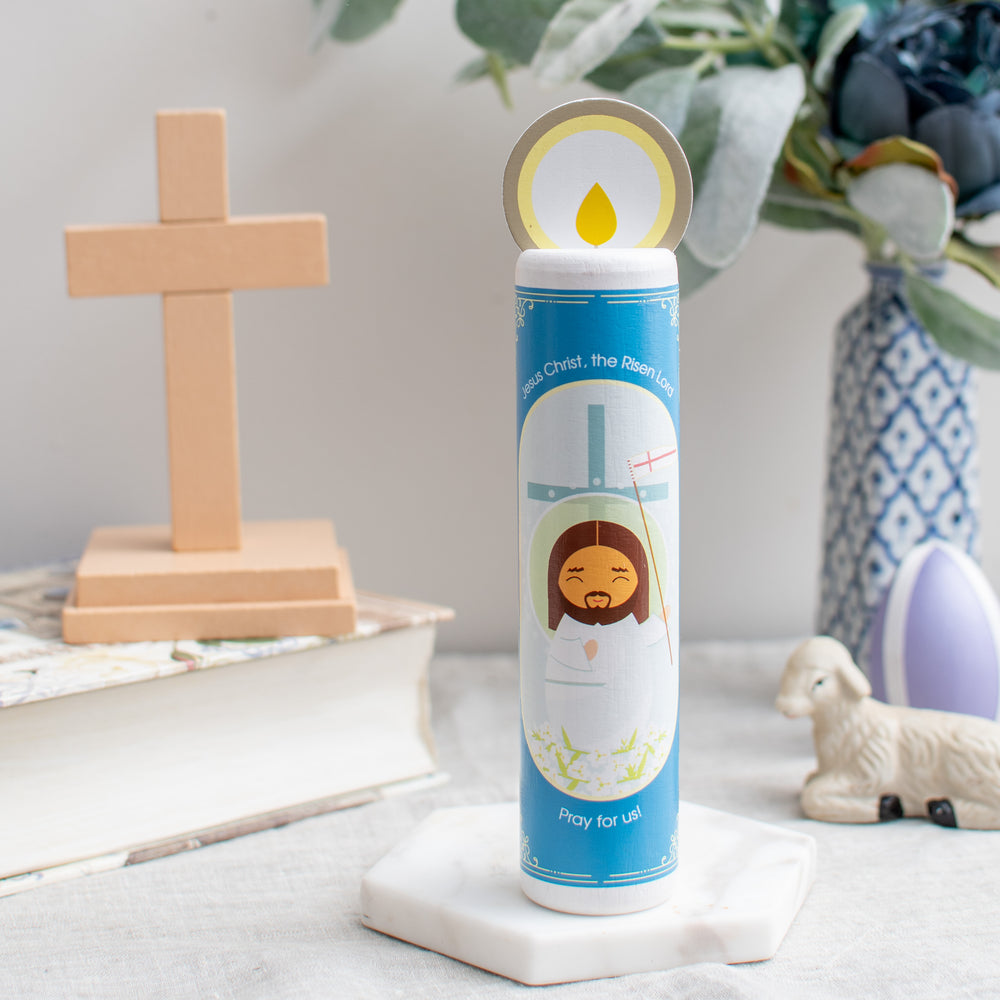 
                  
                    *Coming Soon* Jesus Christ, the Risen Lord (Eternal Rest prayer for the deceased) Wooden Prayer Candle - Shining Light Dolls
                  
                