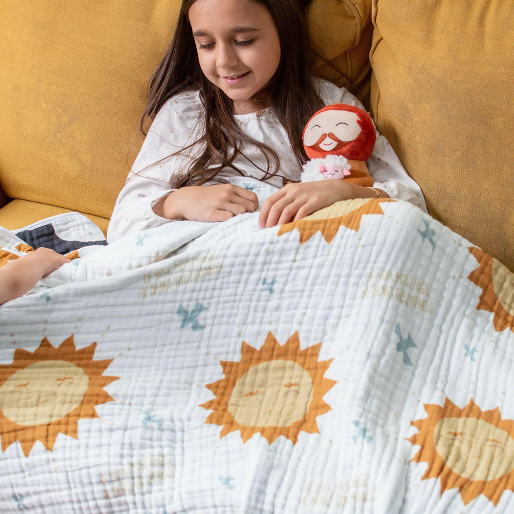 Brother Sun Sister Moon Large Deluxe Organic Muslin Quilt - Shining Light Dolls