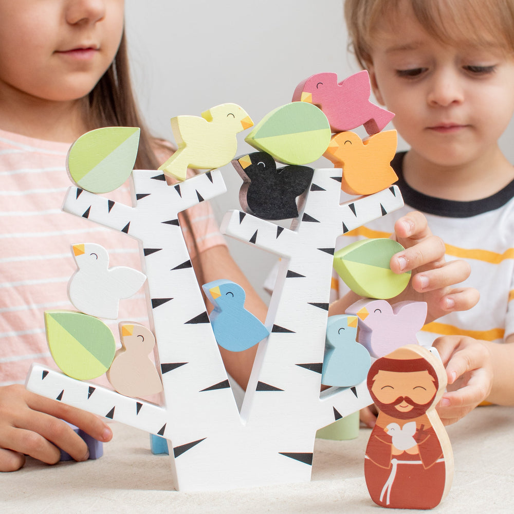 
                  
                    St. Francis Preaches to the Birds Wooden Stacking Toy - Shining Light Dolls
                  
                