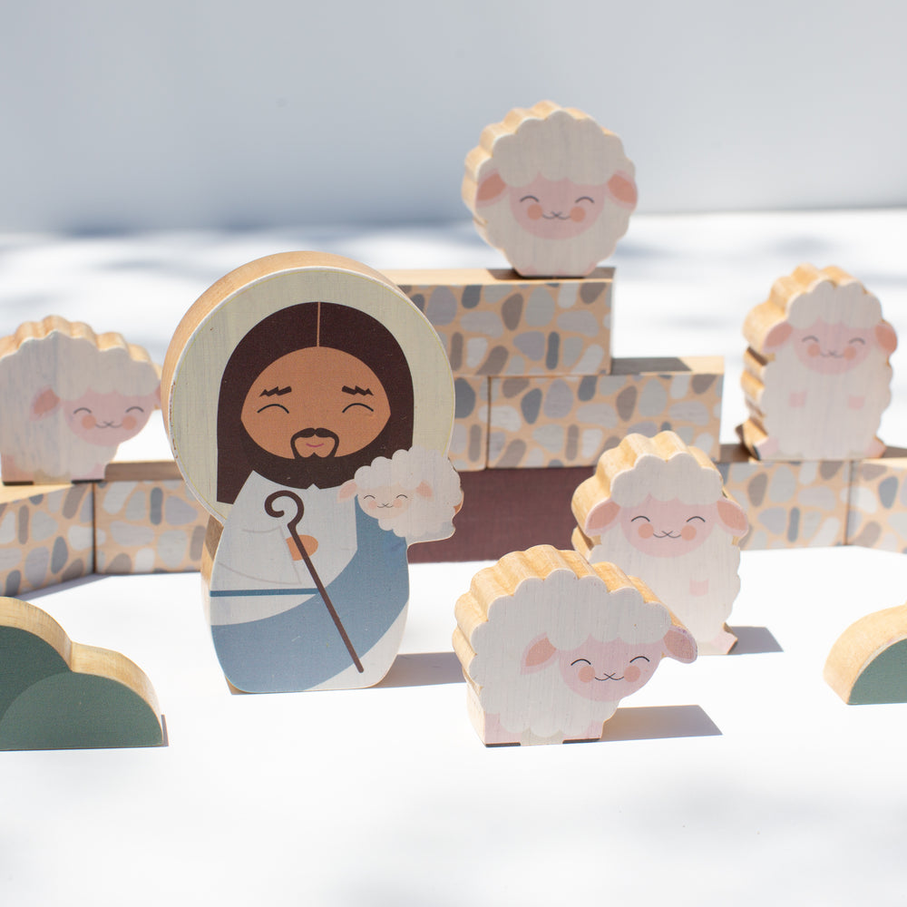 Jesus the Good Shepherd Wooden Playset - Shining Light Dolls