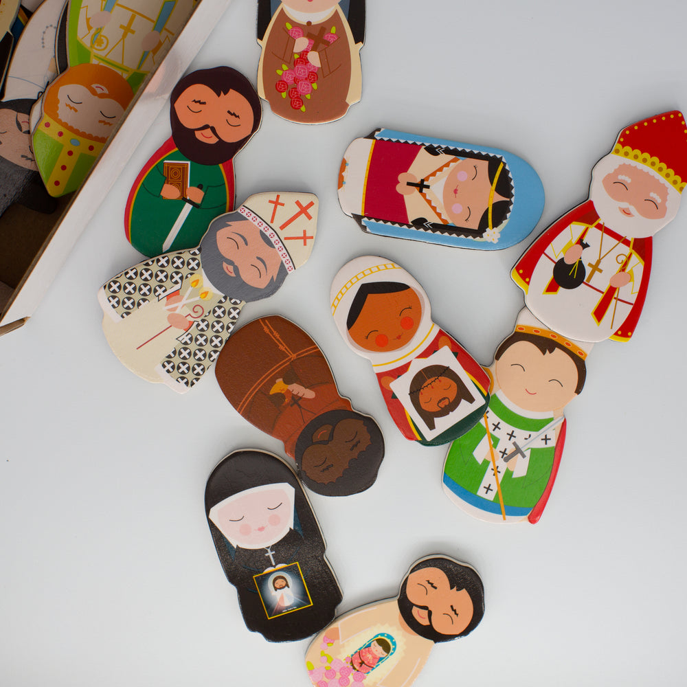 Catholic Saints Wooden Magnet Set – Shining Light Dolls