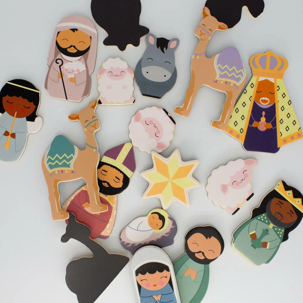 Christmas Nativity Wooden Magnet Set - Shining Light Dolls