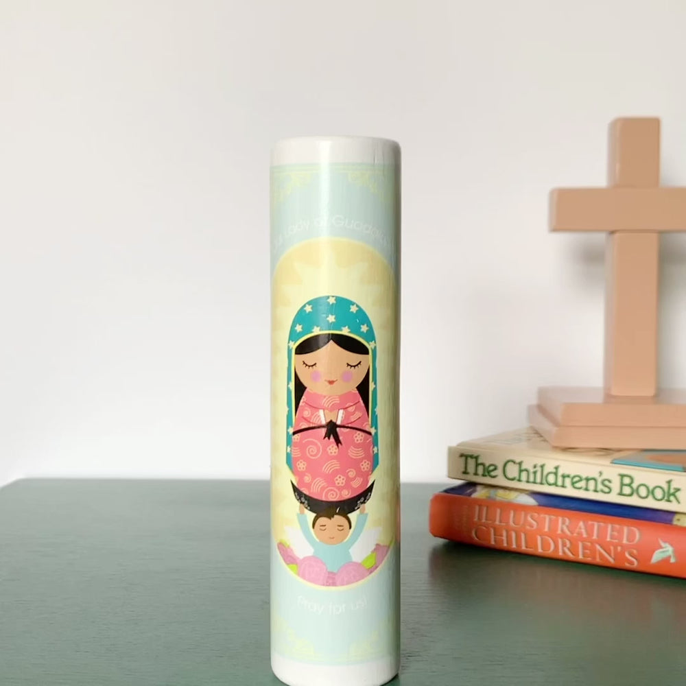 
                  
                    Load and play video in Gallery viewer, Our Lady of Guadalupe Wooden Prayer Candle
                  
                