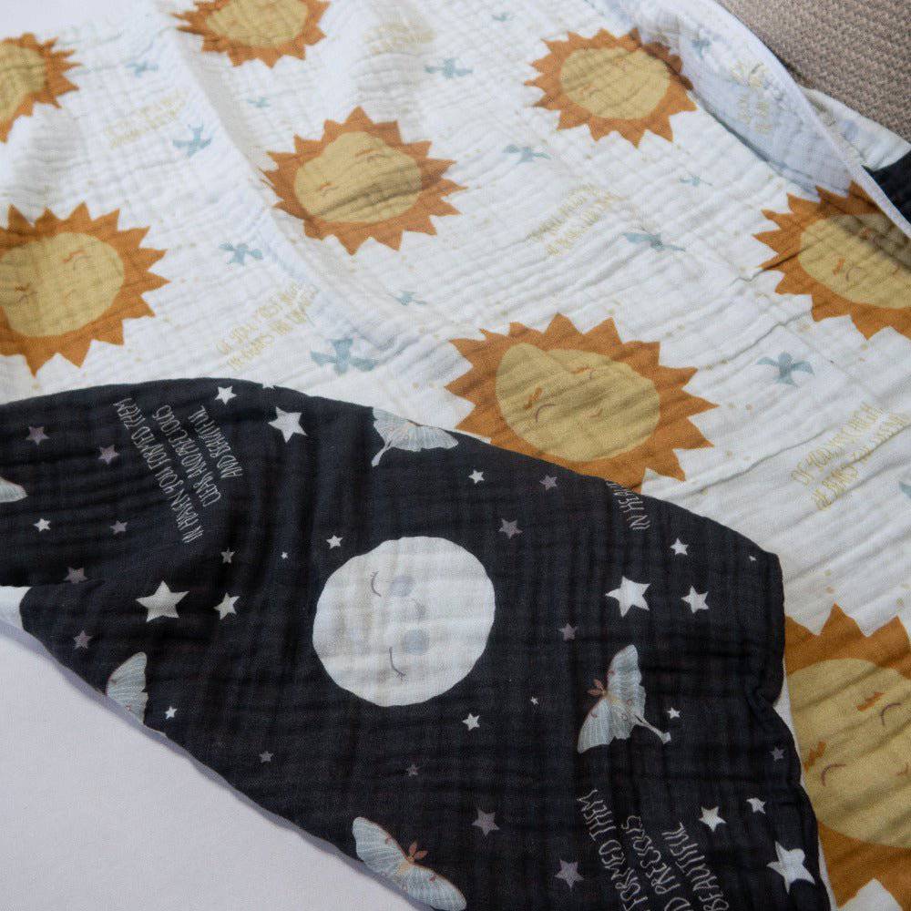 
                  
                    Brother Sun Sister Moon Large Deluxe Organic Muslin Quilt - Shining Light Dolls
                  
                