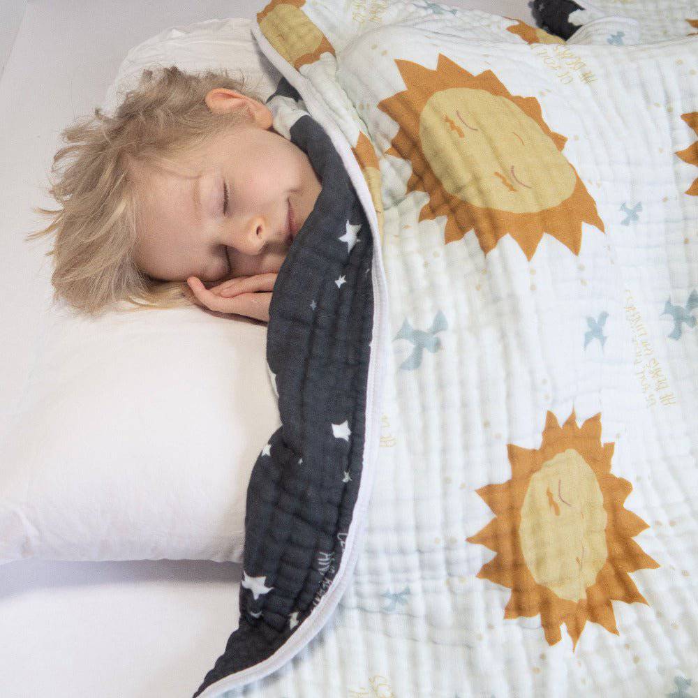 Brother Sun Sister Moon Large Deluxe Organic Muslin Quilt - Shining Light Dolls
