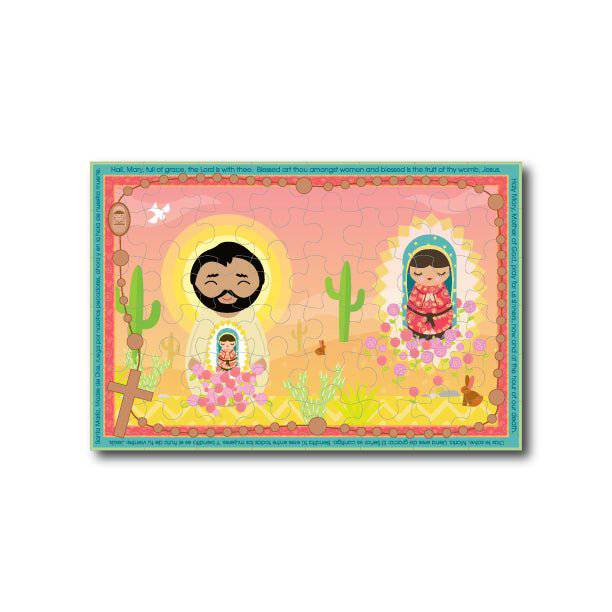 Our Lady of Guadalupe & St. Juan Diego Rosary Giant Floor Puzzle 24" x 36" - Shining Light Dolls