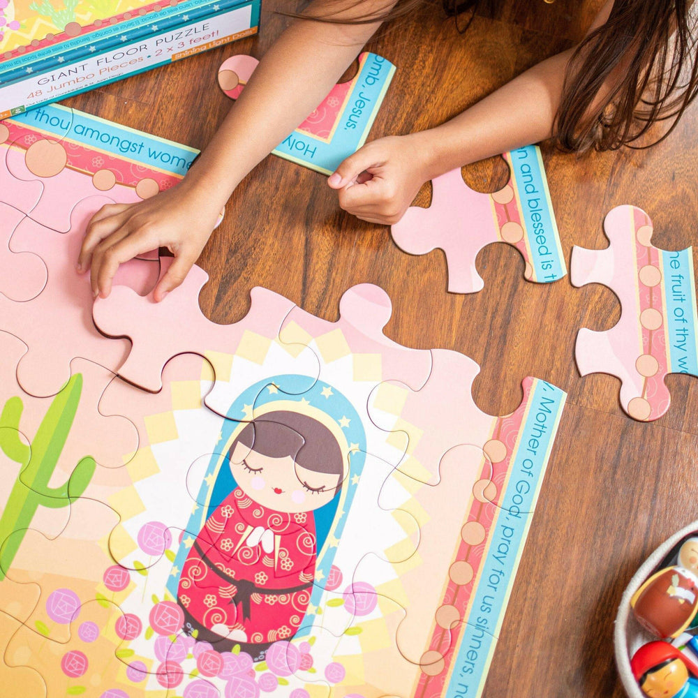 
                  
                    Our Lady of Guadalupe & St. Juan Diego Rosary Giant Floor Puzzle 24" x 36" - Shining Light Dolls
                  
                