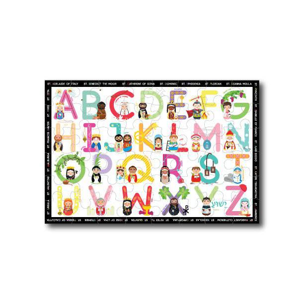 Saints & Symbols Alphabet Giant Floor Puzzle 24" x 36" - Shining Light Dolls