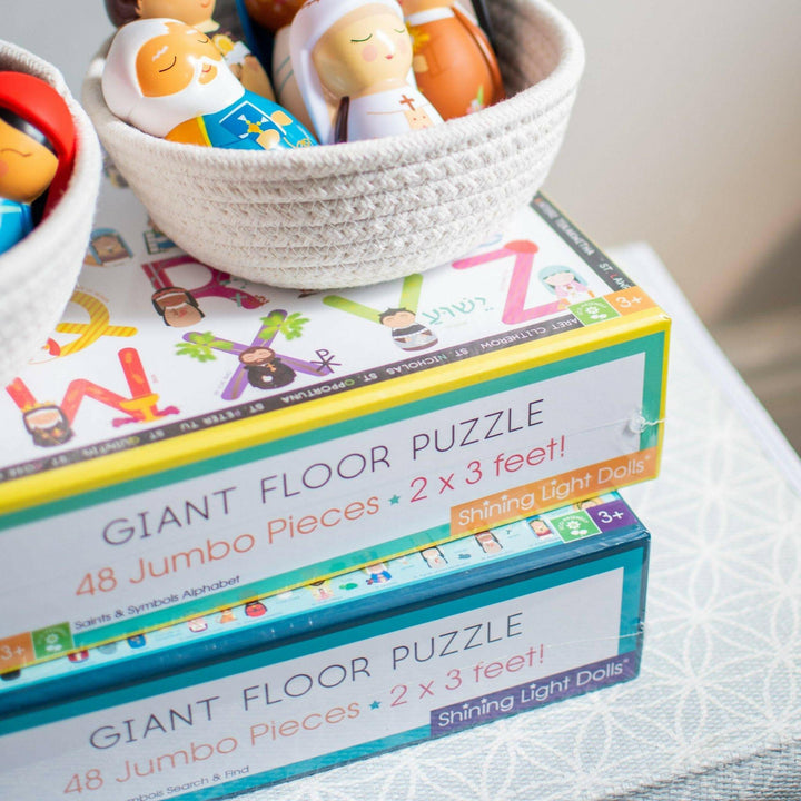Saints & Symbols Alphabet Giant Floor Puzzle 24" x 36" - Shining Light Dolls