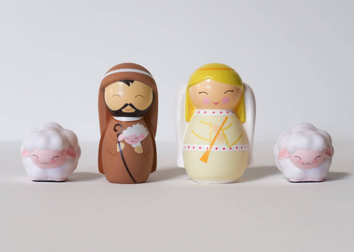 The Shepherd and Angel Nativity Playset - Shining Light Dolls