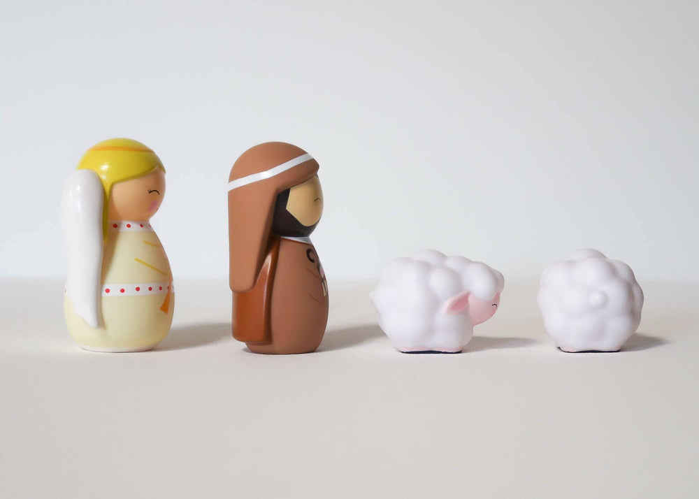 The Shepherd and Angel Nativity Playset  Shining Light Dolls   